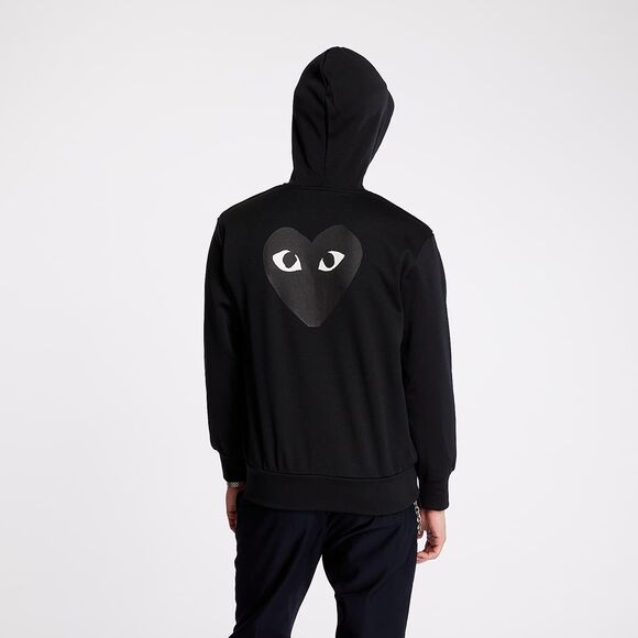 COMME DES GARCONS CDG PLAY BLACK HEART FULL ZIP BACK PRINT HOODIE SIZE XL - Picture 9 of 13